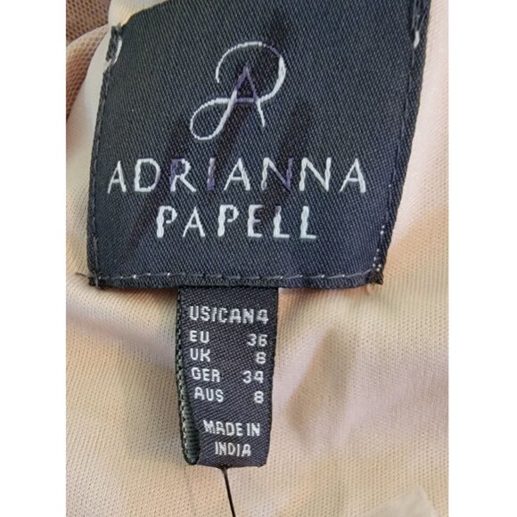 Adrianna Papell Sleeveless Beaded Formal Gown, Blush Pink, Womens Size 4 - Picture 6 of 9